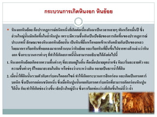 กระบวนการเกิดหินงอก หินย้อย
 หินงอกหินย้อย คือปรากฏการณ์ชนิดหนึ่งที่เกิดต่อเนื่องกันมาเป็นเวลาหลายๆ พันหรือหมื่นปี ซึ่ง
ส่วนใหญ่นั้นมักเกิดขึ้นในถ้าหินปูน เพราะมีความชื้นอันเป็นปัจจัยของการเกิดขึ้นของปรากฏการณ์
ประเภทนี้ ลักษณะของหินงอกหินย้อยนั้น เป็นหินที่ยื่นหรือหยดเข้าหากันคล้ายกับเป็นของเหลว
โดยมากเราเรียกหินที่หยดลงมาจากด้านบนว่าหินย้อย และเรียกหินที่ยื่นขึ้นไปจากทางด้านล่างว่าหิน
งอก ซึ่งกระบวนการต่างๆ ที่ทาให้เกิดสภาพนี้นั้นสามารถอธิบายได้ดังต่อไปนี้
1. หินงอกหินย้อยเกิดจากความชื้นต่างๆ ที่สะสมอยู่ในดิ้น คือเมื่อปลายยุคน้าแข็ง หิมะเริ่มละลายตัว และ
ความชื้นต่างๆ ก็ไหลมาสะสมในดิน หรือช่องว่างระหว่างดิน กลายเป็นธารน้าใต้ดิน
2. เมื่อน้าใต้ดินนั้นรวมตัวกับคาร์บอนไดออกไซด์ ทาให้เกิดกระบวนการสึกกร่อน และเกิดเป็นกรดคาร์
บอนิก ซึ่งเป็นกรดอ่อนชนิดหนึ่ง ซึ่งเมื่อหินปูนนั้นเจอกับกรดคาร์บอนิกที่สามารถกัดกร่อนหินปูน
ได้นั้น ก็จะทาให้เกิดช่องว่างขึ้น เล็กบ้างใหญ่บ้าง ซึ่งเราเรียกช่องว่างที่เกิดขึ้นใหม่นี้ว่า ถ้า
 