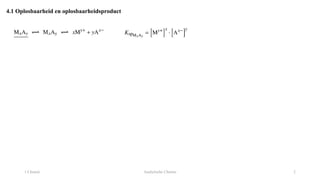 1 Chemie Analytische Chemie 2
4.1 Oplosbaarheid en oplosbaarheidsproduct
 