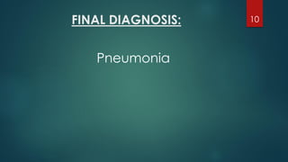 FINAL DIAGNOSIS:
Pneumonia
10
 