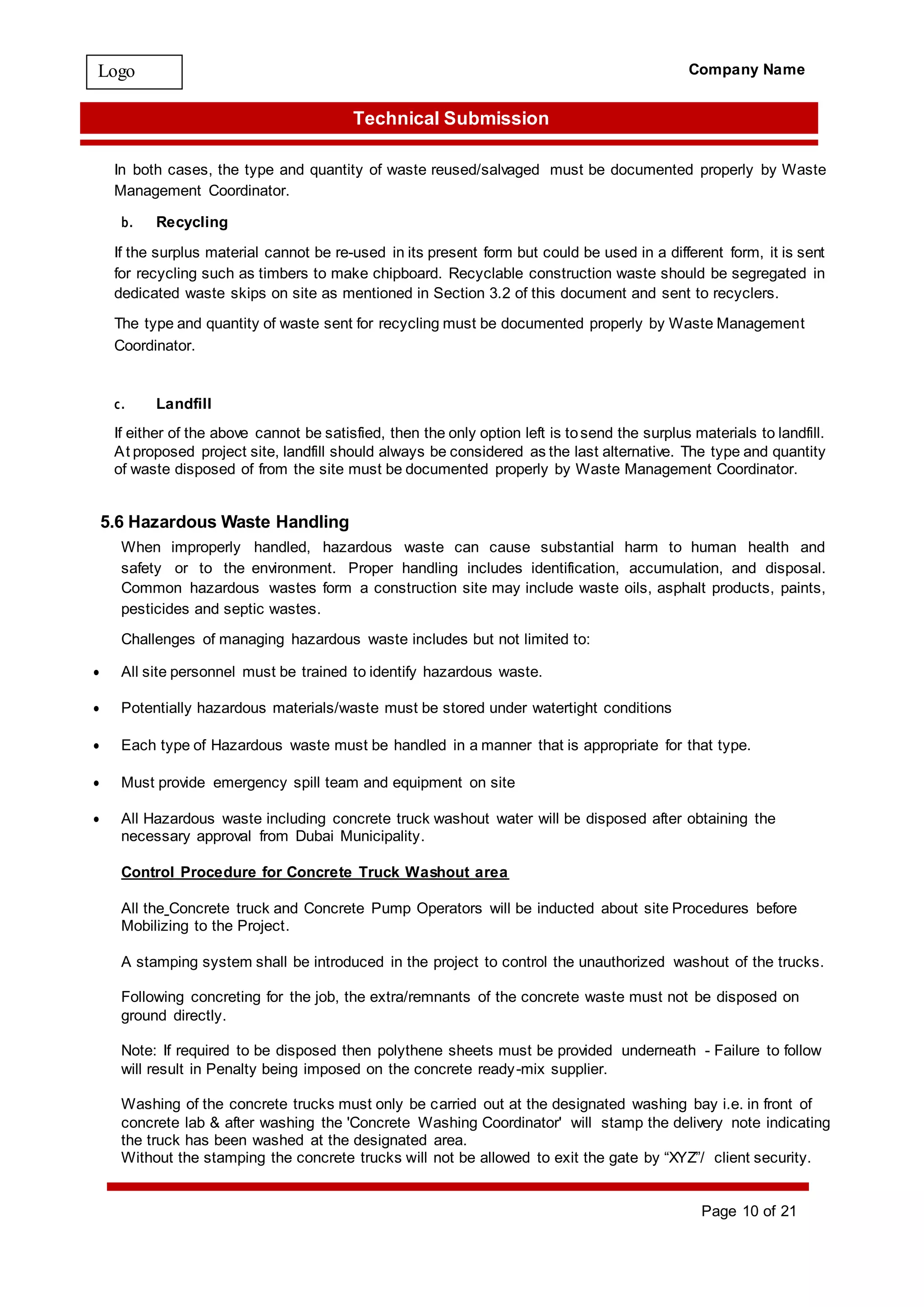 HSE construction waste management plan DOCX