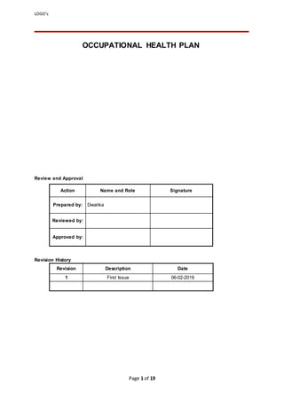 Occupational health plan | DOCX