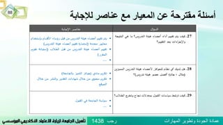 ‫لإلجابة‬ ‫عناصر‬ ‫مع‬ ‫المعيار‬ ‫عن‬ ‫مقترحة‬ ‫أسئلة‬
88
‫رجب‬ ‫المهارات‬ ‫وتطوير‬ ‫الجودة‬ ‫عمادة‬1438
 