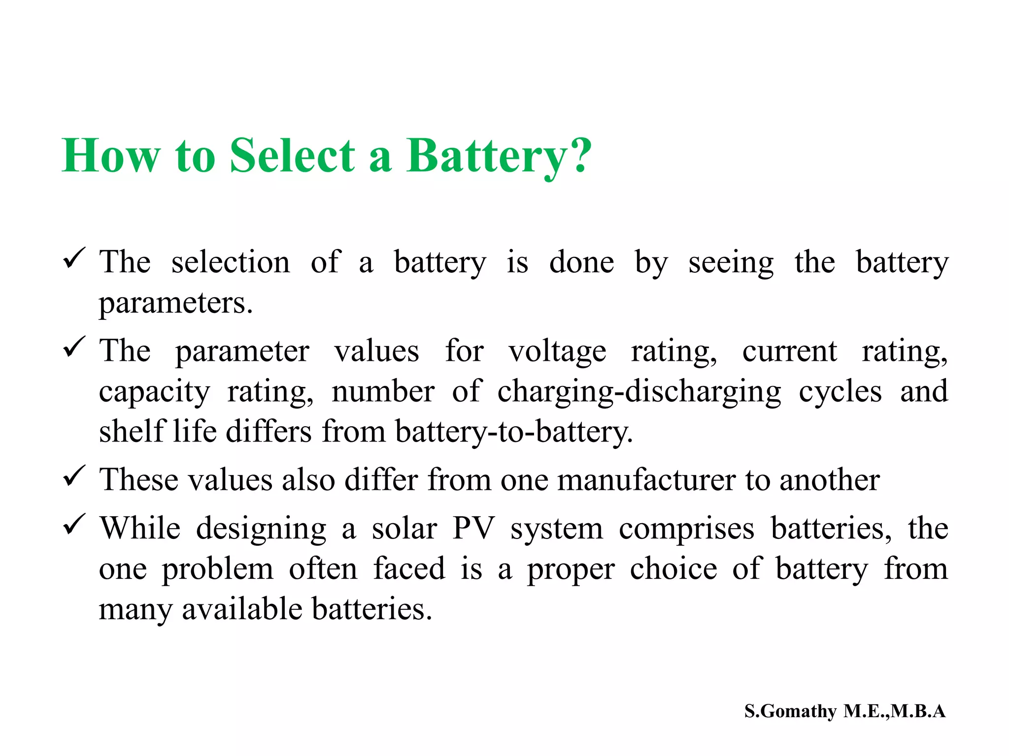 Battery selection | PDF