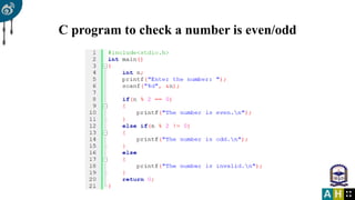 C program to check a number is even/odd
 