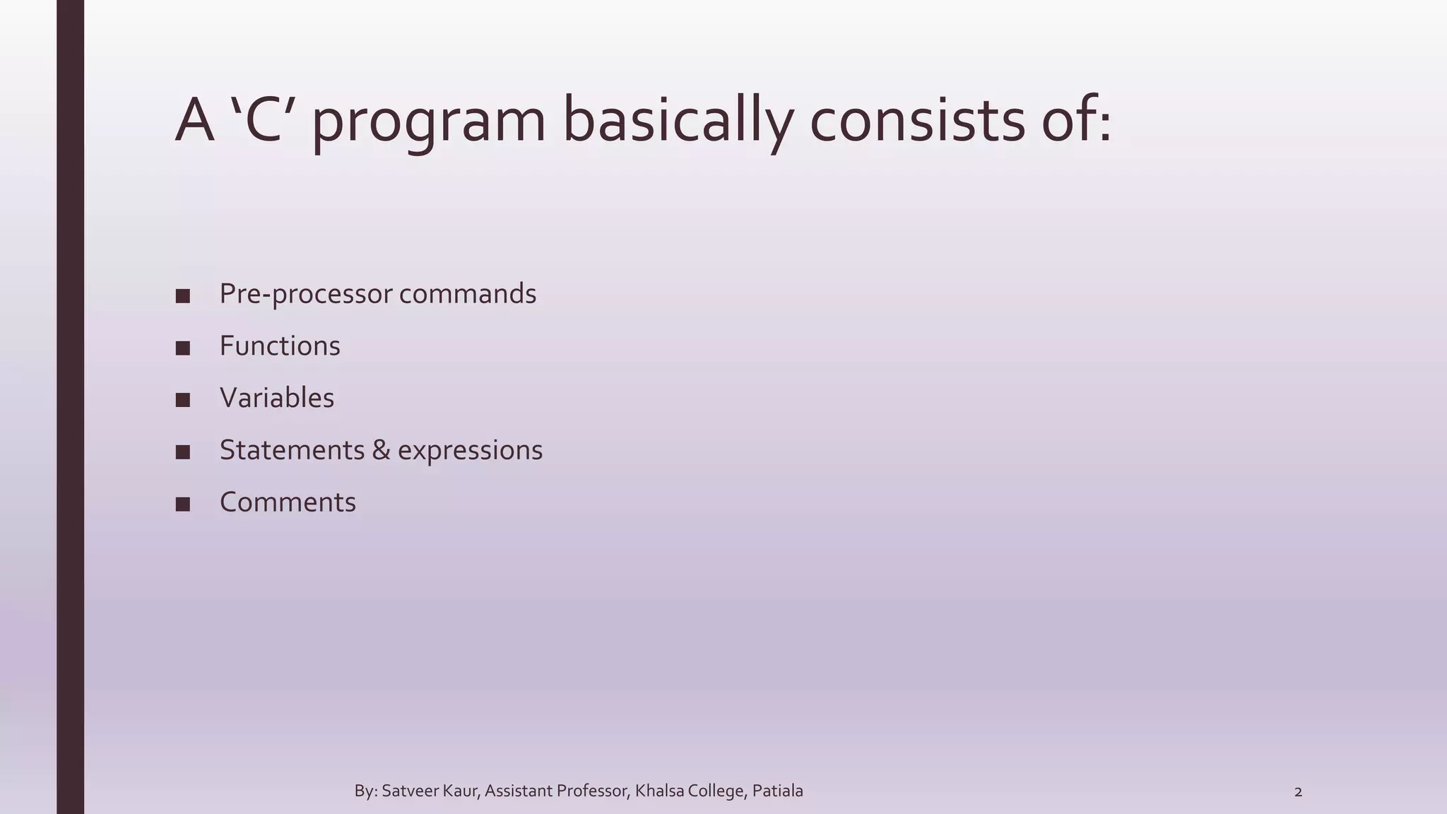 Program structure of c | PPT