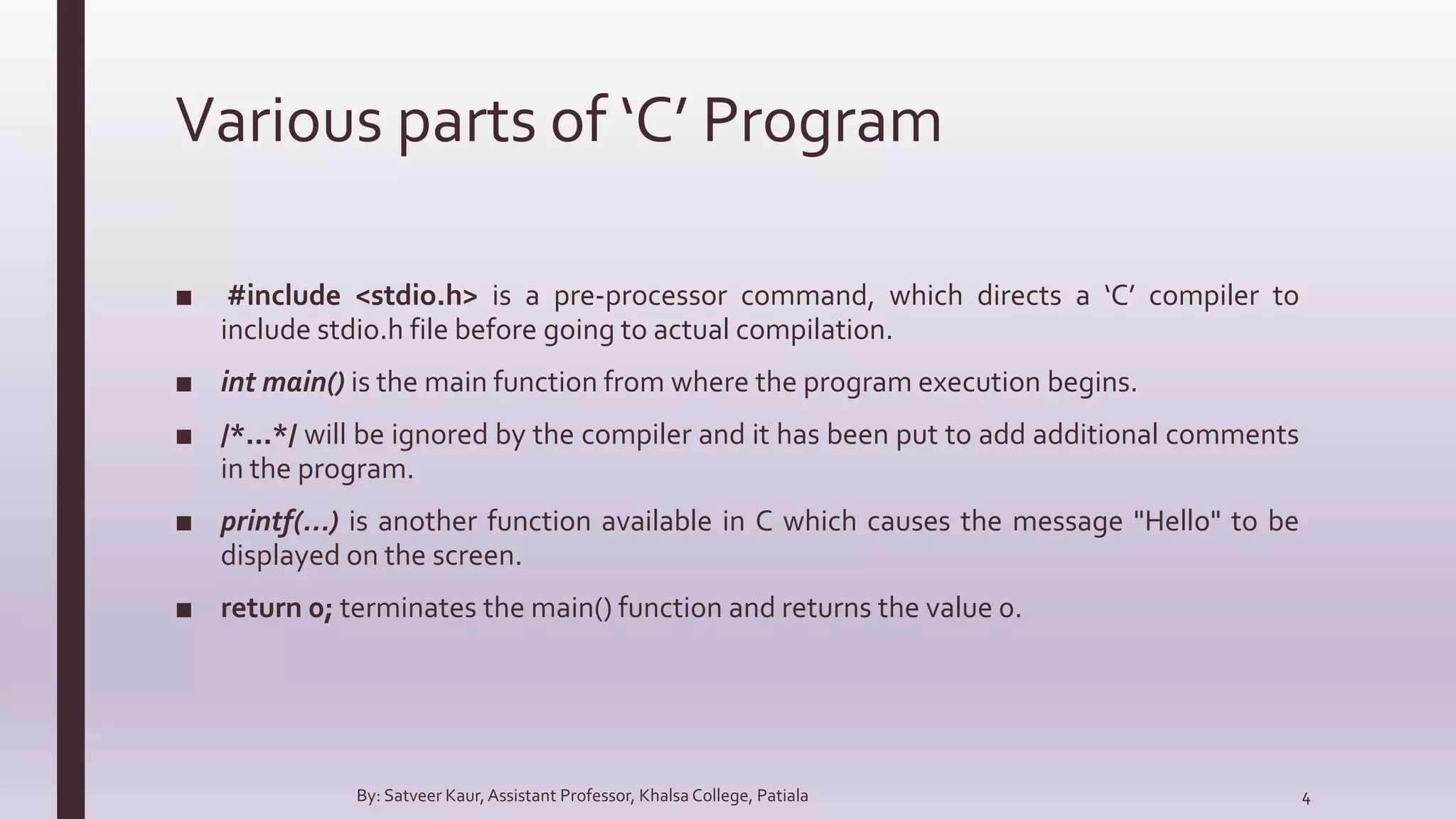 Program structure of c | PPT