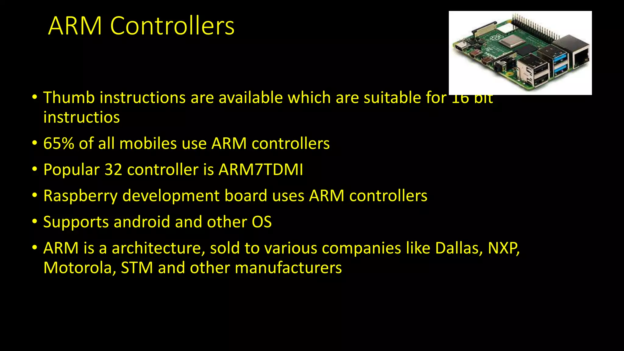 Features of 89c51,pic,avr & arm processors | PPTX