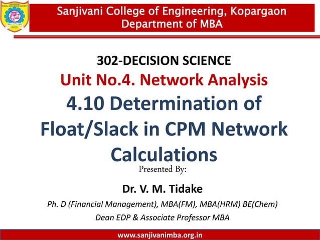 4.10 determination of float & slack in cpm network calculations | PPTX ...