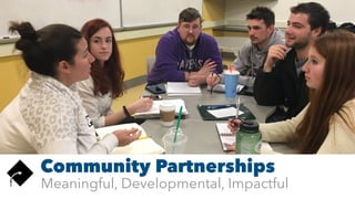 Meaningful, Developmental, Impactful
Community Partnerships
 