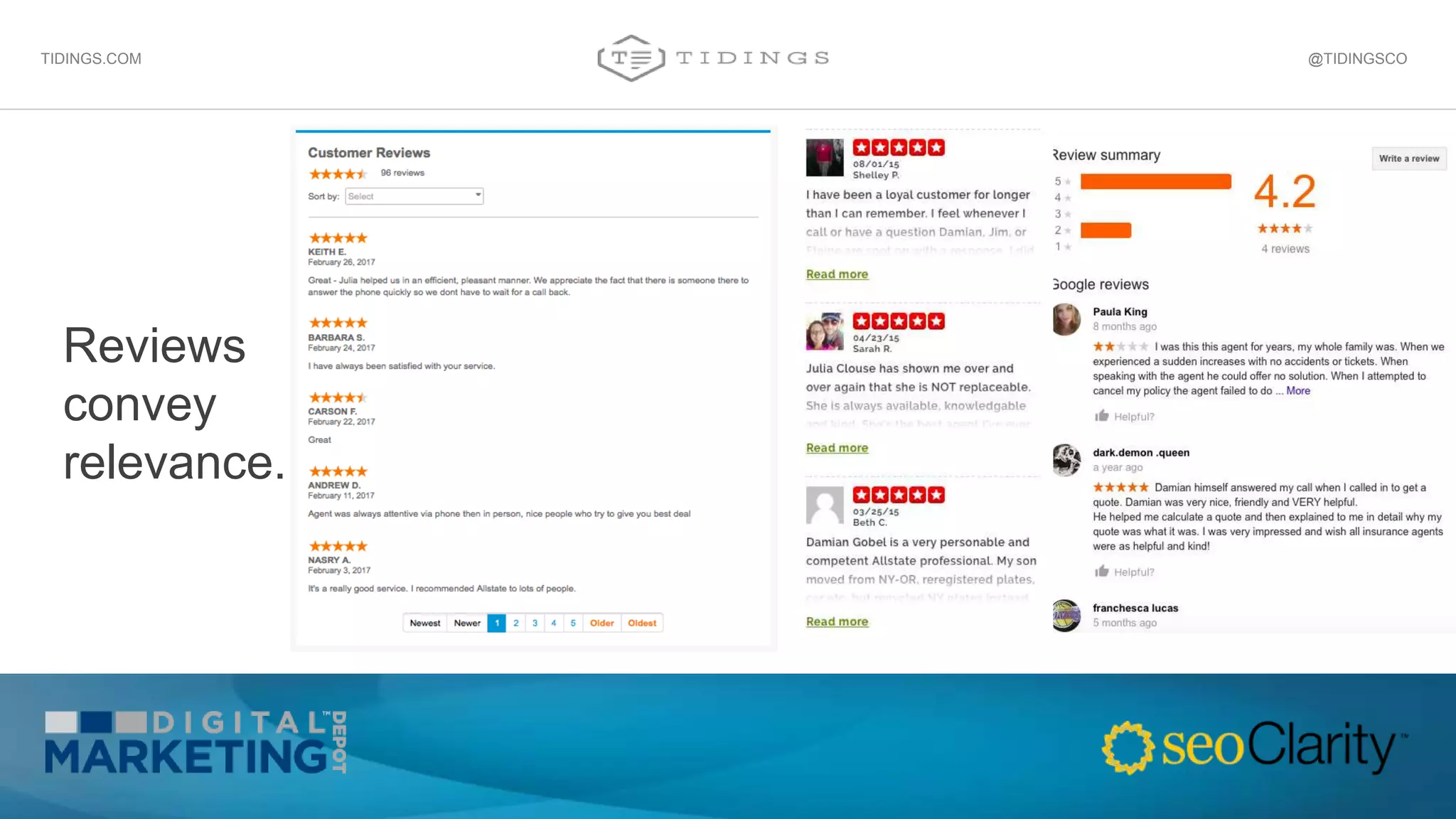 Reviews
convey
relevance.
@TIDINGSCOTIDINGS.COM
 