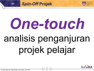 57 Spin-Off Projek
One-touch
analisis penganjuran
projek pelajar
© Institut Kualiti dan Pengembangan Ilmu (InQKA), UiTM 20...