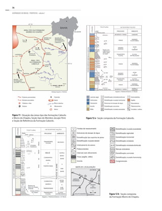 74
GEOPARQUES DO BRASIL / PROPOSTAS · volume I
Figura 11 - Situação das áreas-tipo das formações Caboclo
e Morro do Chapéu, Seção-tipo do Membro Jacuipe Flints
e Seção de Referência da Formação Caboclo.
Figura 12 a - Seção composta da Formação Caboclo.
Figura 12 b - Seção composta
da Formação Morro do Chapéu.
Figura 12 b - Seção composta
da Formação Morro do Chapéu.
 