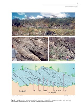97
GEOPARQUE MORRO DO CHAPÉU (BA)
Figura 57 - Cavalgamento em calcissiltitos da unidade Gabriel, da Formação Salitre, localizado na margem oeste da BR-122,
7 km ao sul do contorno rodoviário de Cafarnaum. Fotos: Reginaldo Alves dos Santos.
 