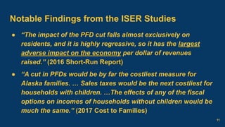 Notable Findings from the ISER Studies
● “The impact of the PFD cut falls almost exclusively on
residents, and it is highl...