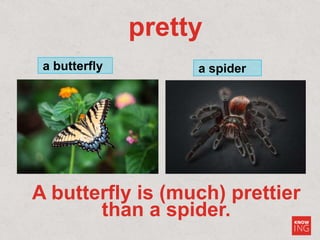 pretty
a butterfly a spider
A butterfly is (much) prettier
than a spider.
 