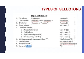TYPES OF SELECTORS
 