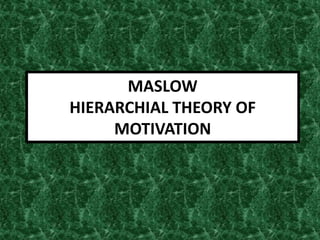 MASLOW
HIERARCHIAL THEORY OF
MOTIVATION
7
 