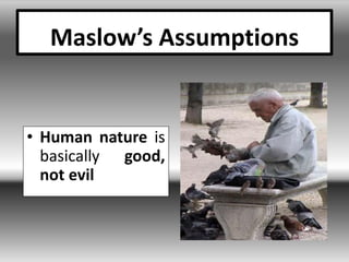Maslow’s Assumptions
• Human nature is
basically good,
not evil
 