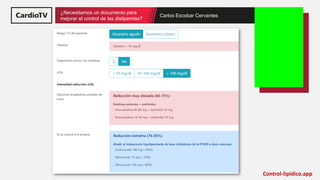 Título de la ponencia Nombre ponente
¿Necesitamos un documento para
mejorar el control de las dislipemias?
Carlos Escobar Cervantes
Control-lipidico.app
 