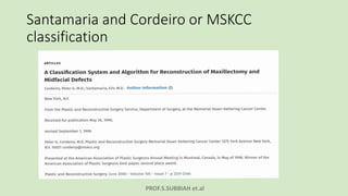 PROF.S.SUBBIAH et.al
Santamaria and Cordeiro or MSKCC
classification
 