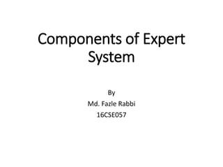 Components of Expert
System
By
Md. Fazle Rabbi
16CSE057
 