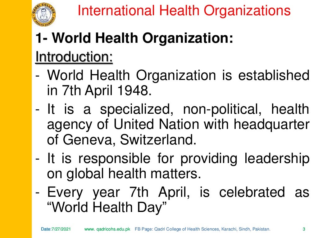 “international health organizations and nursing organizations”