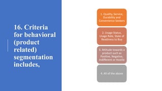 Segmentation Questions Market Segmentation- Multiple Choice Questions ( MCQs) on Market ...