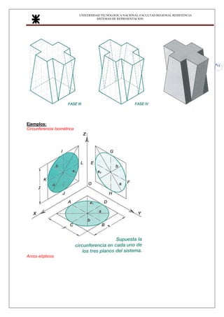 UNIVERSIDAD TECNOLOGICA NACIONAL-FACULTAD REGIONAL RESISTENCIA
SISTEMAS DE REPRESENTACION
11
Ejemplos:
Circunferencia Isométrica
Arcos elípticos
 