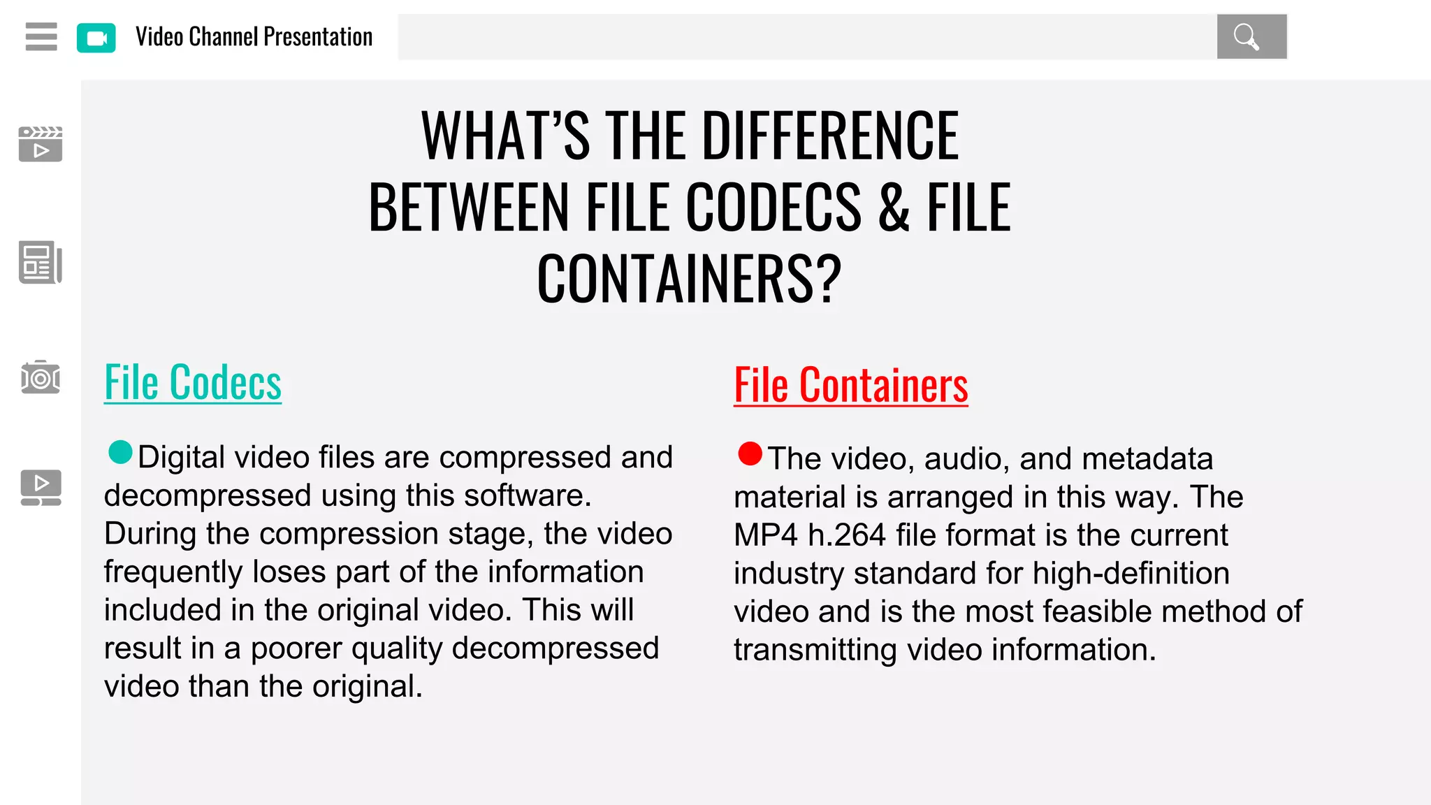Files codecs VS File containers | PPT