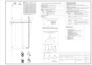 MAQUINARIA EN GENERAL
Requisitos exigibles a la máquina
n Dispondrá de marcado CE, declaración de conformidad y manual de instrucciones.
n Se asegurará el buen estado de mantenimiento de las protecciones colectivas existentes en la propia
maquinaria.
Normas de uso de carácter general
n El operario mantendrá en todo momento el contacto visual con las máquinas que estén en movimiento.
n No se pondrá en marcha la máquina ni se accionarán los mandos si el operario no se encuentra en su
puesto correspondiente.
n No se utilizarán accesorios no permitidos por el fabricante.
n Se comprobará el correcto alumbrado en trabajos nocturnos o en zonas
de escasa iluminación.
Normas de mantenimiento de carácter general
n Los residuos generados como consecuencia de una avería se verterán en contenedores adecuados.
Cód. Riesgos Medidas preventivas a adoptar
Choque contra objetos
móviles.
n Se colocarán y se mantendrán en buen estado las protecciones
de los elementos móviles de la maquinaria.
Proyección de fragmentos
o partículas.
n Se verificará la ausencia de personas en el radio de acción de la
máquina.
Atrapamiento por objetos. n No se utilizará ropa holgada ni joyas.
Aplastamiento por vuelco
de máquinas.
n No se sobrepasarán los límites de inclinación especificados por el
fabricante.
Contacto térmico. n Las operaciones de reparación se realizarán con el motor parado,
evitandoel contacto con las partes calientes de la máquina.
Exposición a agentes
químicos.
n Se asegurará la correcta ventilación de las emisiones de gases de
la maquinaria.
Grúa torre.
Normas de uso de carácter específico
n Antes de iniciar los trabajos:
n Se verificará que los ganchos de los elementos de elevación llevan marcada su capacidad de carga
máxima y están dotados de pestillo de seguridad.
n Se verificará la existencia de un extintor en un lugar accesible cerca de la máquina.
n Durante el desarrollo de los trabajos:
n No se transportarán personas.
n Se prohibirá el paso de trabajadores por debajo de elementos con riesgo de caída de materiales.
n No se elevarán cargas que no estén bien sujetas.
n No se balanceará la carga.
n No se dejará la carga en suspensión en ausencia del conductor.
n Se evitará la entrada de humedad en los componentes eléctricos.
n Se comprobará que los mandos de la máquina son de
material aislante.
n No se utilizarán cables eléctricos en mal estado.
n No se realizarán empalmes manuales.
n Las conexiones se realizarán mediante enchufes y clavijas normalizadas.
n Las tomas de corriente serán de tipo industrial y adecuadas para el uso a la intemperie.
n No se abandonará la máquina con el motor en marcha.
n Se evitará la presencia de trapos impregnados de grasa, combustible, aceite u otros líquidos
inflamables.
Equipo
s de protección individual (EPI)
n Par de botas bajas de seguridad.
n Ropa de protección de alta visibilidad.
n Casco de protección.
n Gafas de protección con montura integral.
n Par de guantes contra riesgos mecánicos.
n Par de guantes contra riesgos térmicos.
n Mascarilla autofiltrante.
Transporte y retirada de grúa torre para transporte de materiales.
En operaciones de carga y descarga
n Se descargará a su llegada a obra, desde los camiones de transporte, mediante grúa y elementos de
izado adecuados. Posteriormente se realizará el proceso inverso de carga a los camiones, para su
retirada de obra.
Normas de montaje y desmontaje
n Se tendrá preparado en la obra un espacio con la superficie adecuada para ser ocupado por la máquina
durante las operaciones de montaje y desmontaje.
n El montaje y el desmontaje serán realizados por personas con la experiencia y formación necesarias
para ello.
n El montaje y el desmontaje serán realizados siguiendo las indicaciones del manual de instrucciones del
fabricante.
IDENTIFICACIÓN DE LOS RIESGO
S DURANTE EL TRANSPORTE Y RETIRADA DEL
EQUIPO
Cód. Riesgos Medidas preventivas a adoptar
Caída de personas a
distinto nivel.
n En las operaciones de carga y descarga de las máquinas desde
los camiones de transporte, será obligatorio el uso de equipos
de protección individual contra caídas de altura.
Caída de objetos
desprendidos.
n No se sobrepasará la carga máxima de los elemen tos de
elevación.
n Se prohibirá el paso de trabajadores por debajo de cargas
suspendidas.
Atrapamiento por objetos. n Para controlar el movimiento de los elementos suspendidos se
emplearán cuerdas guía.
Equipos de protección individual (EPI)
n Casco de protección.
n Ropa de protección.
n Par de zapatos de seguridad.
n Par de guantes contra riesgos mecánicos.
SI
SI
NO
NO
d2
d2d
.93
6.53
7.32
1.38
7.53
.92
11.67
2.71
2.71
.21
.21
2.56
2.71
1.35
1.35
.42
.35
.05
1.31
.42
.09
 