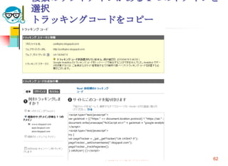 複数のサブドメインがある１つのドメインを
選択
トラッキングコードをコピー




2010/4/21   高度情報化と社会生活   62
 