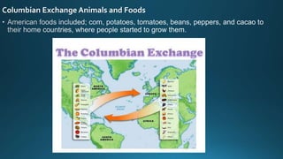 Columbian Exchange Animals and Foods
 