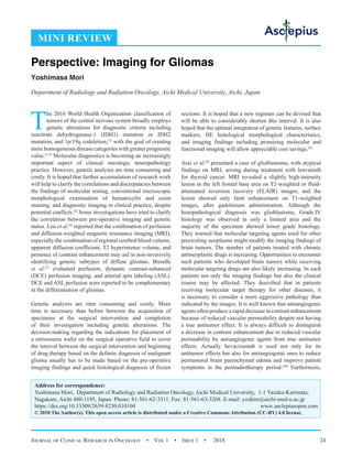 Perspective: Imaging for Gliomas | PDF