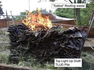 Top Light Up Draft
TLUD Pile
“Todtod” Roofing waste
 