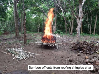 Brush char
Bamboo off cuts from roofing shingles char
 