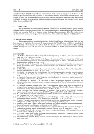 Model united nations (MUN): Learning method to enhance critical ...