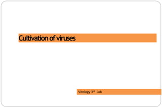 Cultivationofviruses
Virology 3rd Lab
 