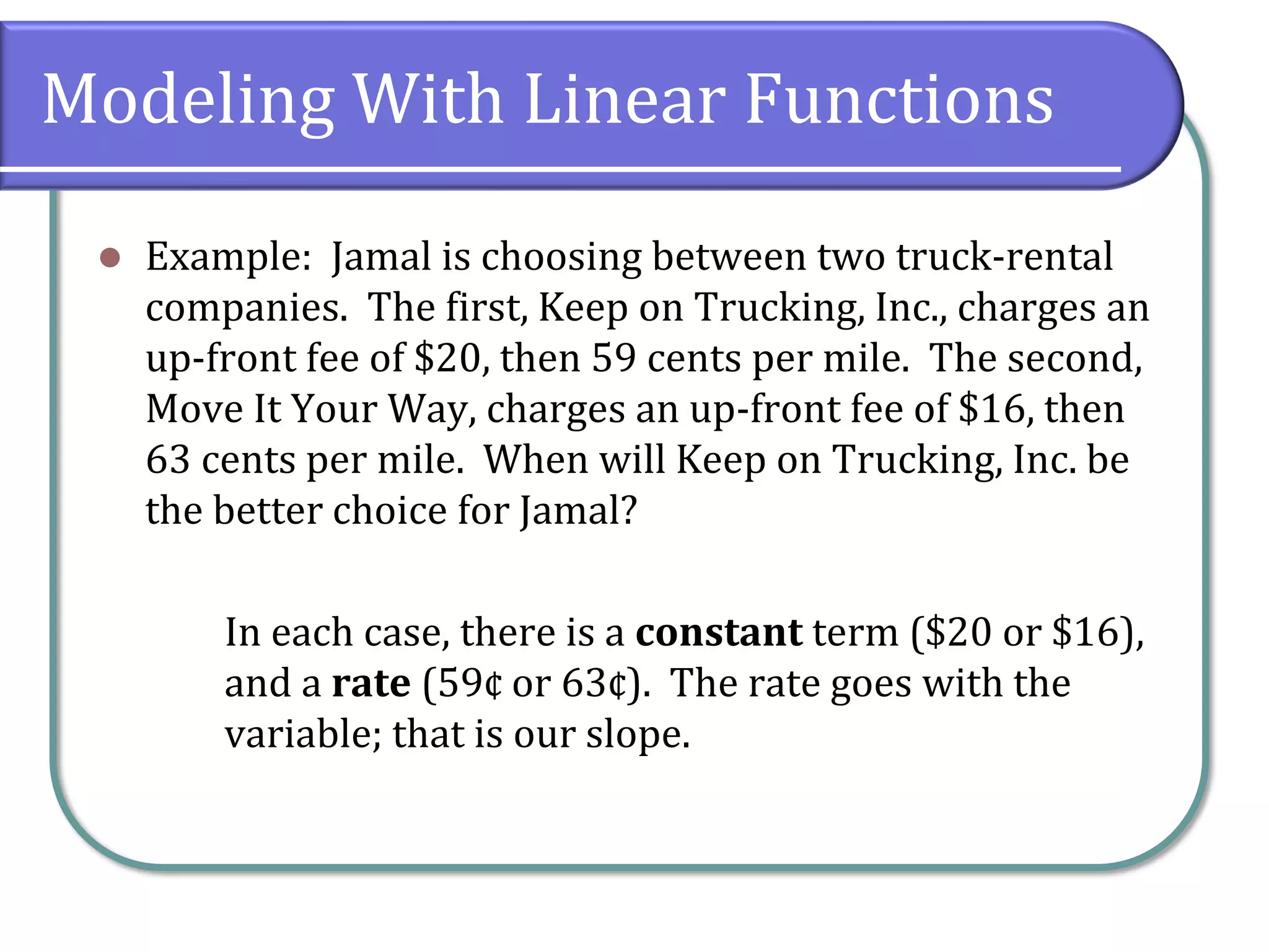 4.2 Modeling With Linear Functions | PPT