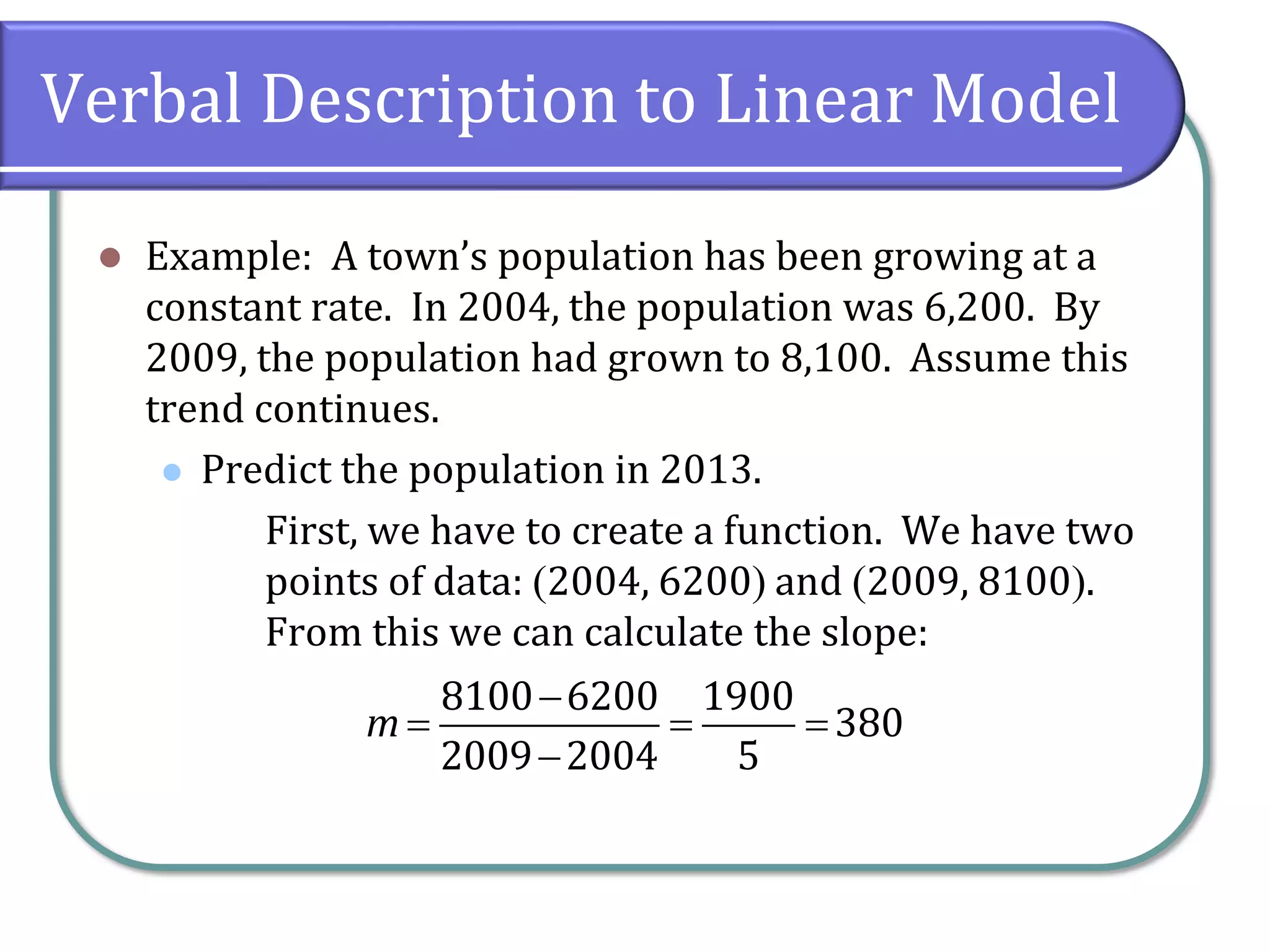 4.2 Modeling With Linear Functions | PPT