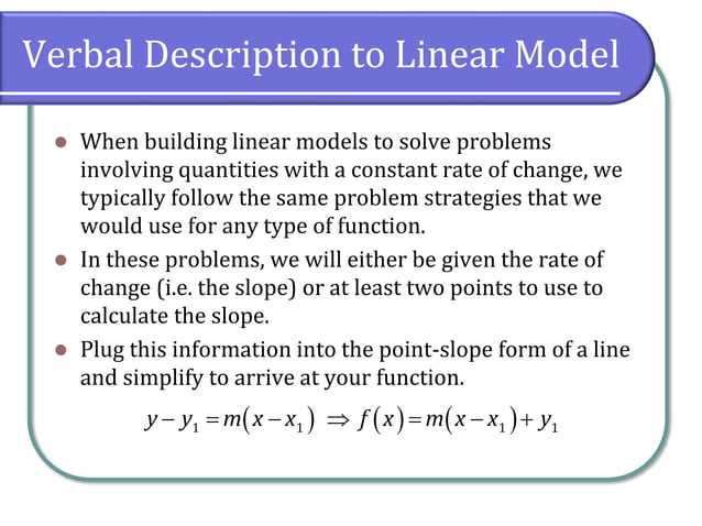 4.2 Modeling With Linear Functions | PPT