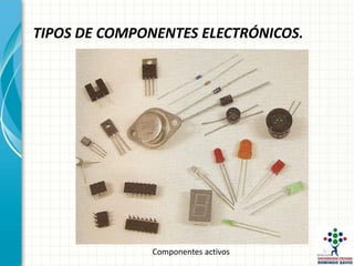TIPOS DE COMPONENTES ELECTRÓNICOS.
Componentes activos
 