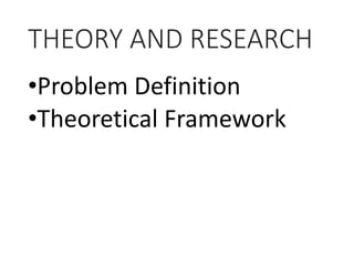 THEORY AND RESEARCH
•Problem Definition
•Theoretical Framework
 