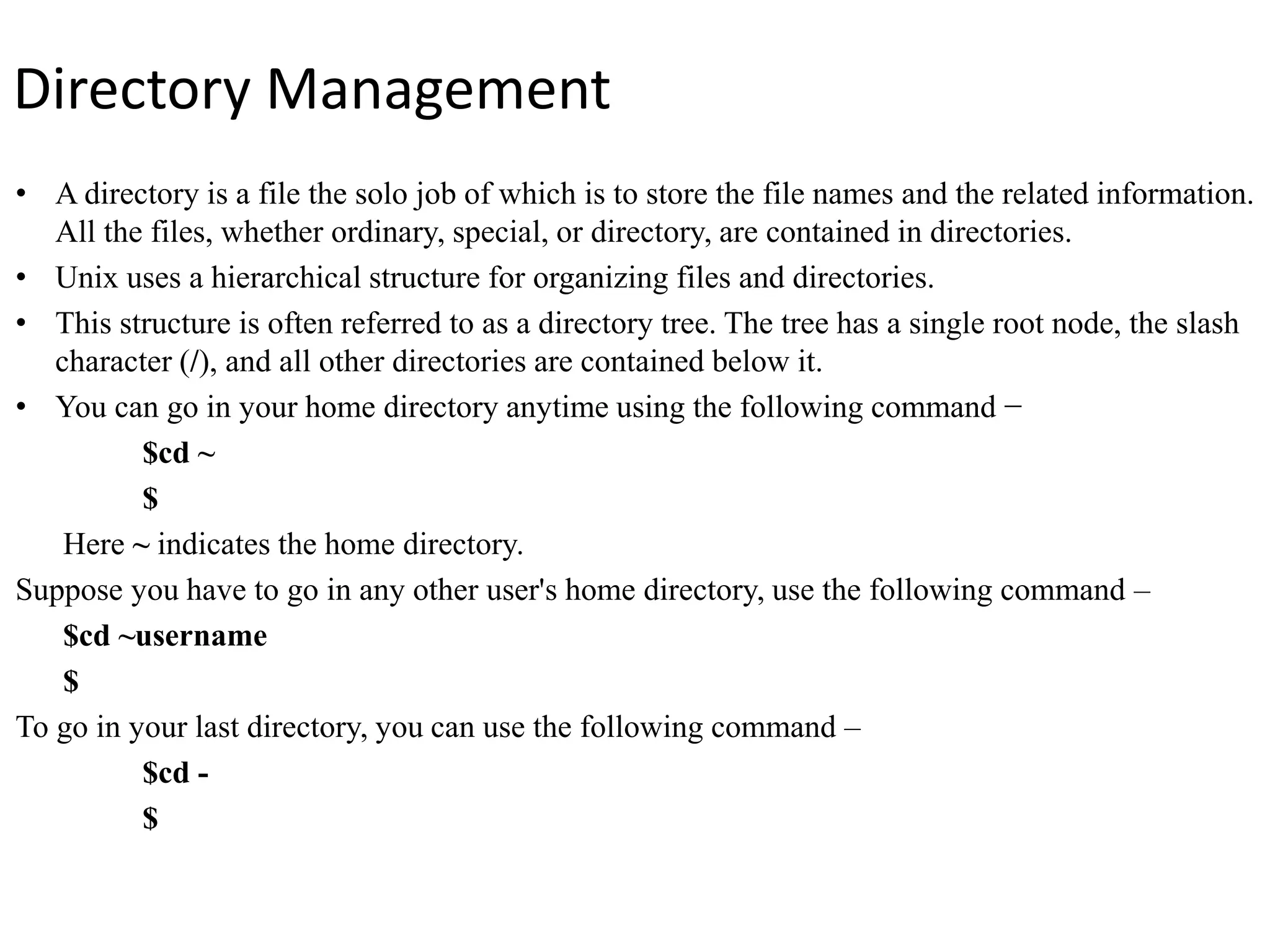 Directory Management in Unix | PPTX