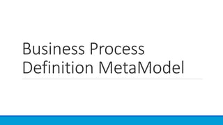 Business Process
Definition MetaModel
 