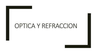 OPTICA Y REFRACCION
 