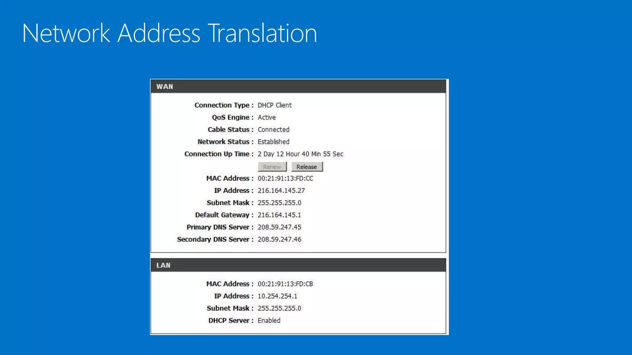 Network Address Translation
 