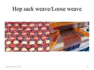 Hop sack weave/Loose weave
Monday, March 6, 2023 24
 
