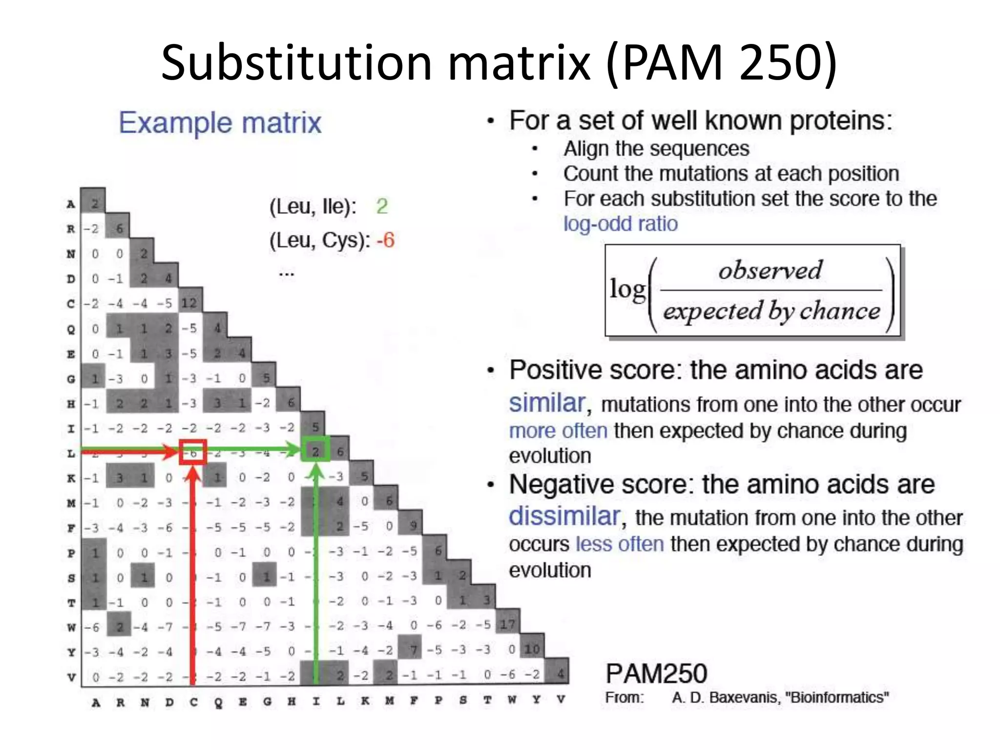 Substitution matrix (PAM 250)
 