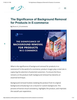 The Significance of Background Removal for Products in E-commerce