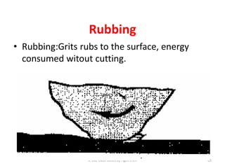 Rubbing
• Rubbing:Grits rubs to the surface, energy
consumed witout cutting.
IE 262 Class Notes by Figen Eren 65
 